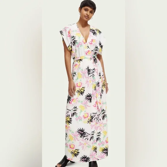 NWT SCOTCH & SODA PRINTED V-NECK MAXI DRESS-NWT - Picture 3 of 7